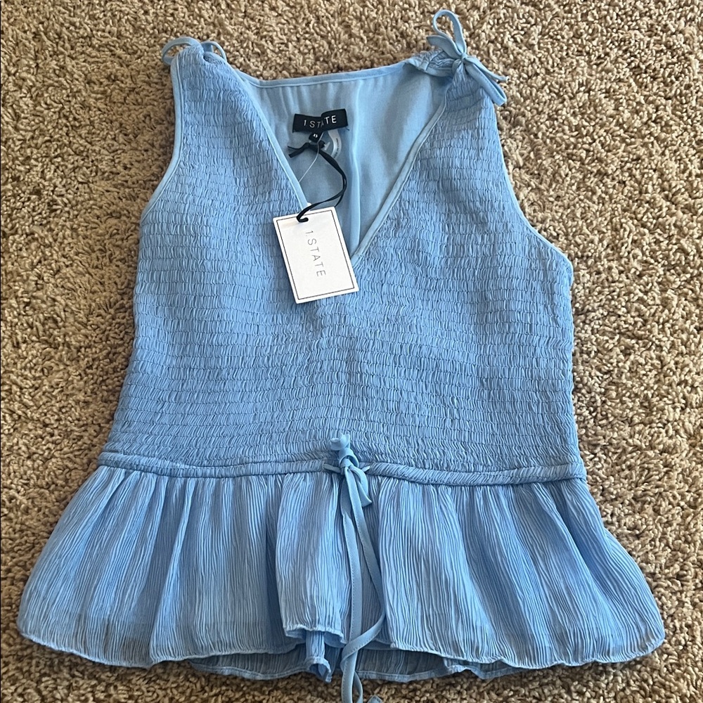 1state Blue Blouse Tank